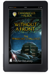 Cover to Ylva Publishing's Without A Front: The Warrior's Challenge by Fletcher DeLancey