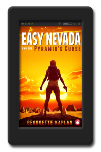 cover of the lesbian romantic-suspense adventure Easy Nevada and the Pyramid's Curse by Georgette Kaplan