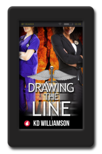 Cover of the second chance lesbian romance Drawing the Line by KD Williamson