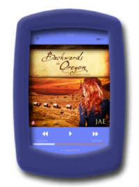 Audiobook cover of the lesbian historical romance Backwards to Oregon by Jae