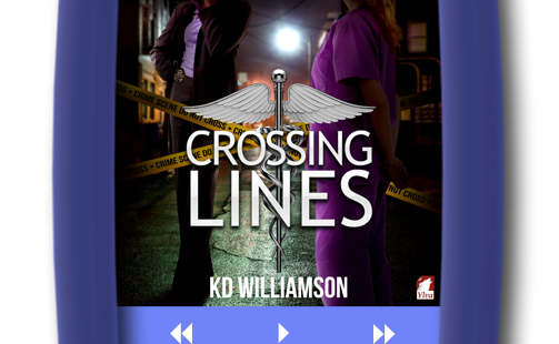 Cover of the lesbian romantic suspense Crossing Lines by KD Willaimson - Audiobook