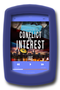 Audiobook cover of the lesbian romantic suspense Conflict of Interest (audiobook) by Jae