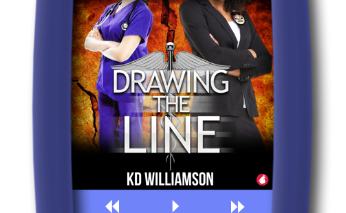 Cover of the second chance lesbian romance Drawing the Line (audiobook) by KD Williamson